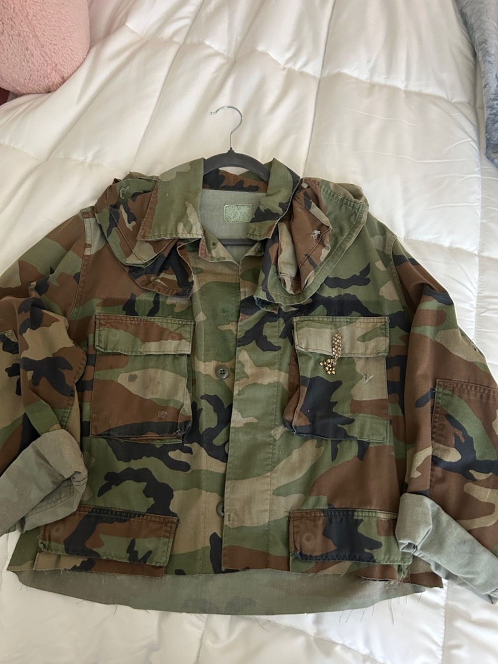 Camo Green Brown Woodland Camouflage Utility Jacket